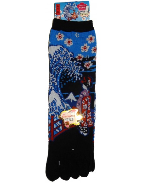Crew 5-toes socks - Size 35 to 39 - Maiko and great wave. Japanese split toes socks. Crew 5-toes socks - Size 35 to 39 - Maiko and great wave. Japanese split toes socks.