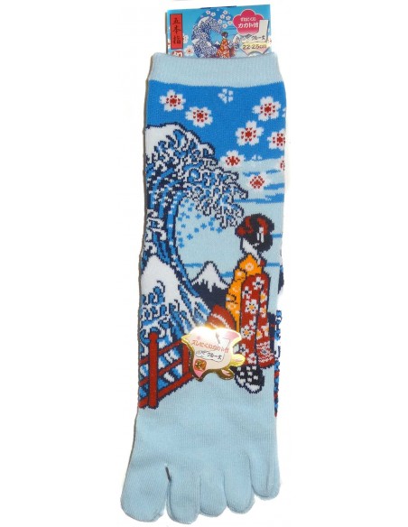 Chaussettes 5 orteils mi-mollet - Du 35 au 39 - Maiko et vague. Chaussettes orteils japonaises. Chaussettes 5 orteils mi-mollet - Du 35 au 39 - Maiko et vague. Chaussettes orteils japonaises.