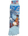 Crew 5-toes socks - Size 35 to 39 - Maiko and great wave. Japanese split toes socks.