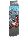 Chaussettes 5 orteils mi-mollet - Du 35 au 39 - Maiko et vague. Chaussettes orteils japonaises.