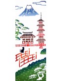 Tenugui - reversible - Mount fuji and Pagoda