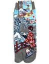 Chaussettes japonaises tabi - Du 39 au 43 - Motifs Maiko et vague. Chaussettes à orteils.