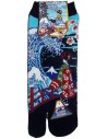 Chaussettes japonaises tabi - Du 39 au 43 - Motifs Maiko et vague. Chaussettes à orteils.