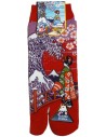 Chaussettes japonaises tabi - Du 39 au 43 - Motifs Maiko et vague. Chaussettes à orteils.