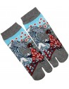 Chaussettes japonaises tabi - Du 39 au 43 - Motifs Maiko et vague. Chaussettes à orteils.