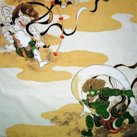 Furoshiki Japanese cloth 50x50 - Fūjin and Raijin Gods