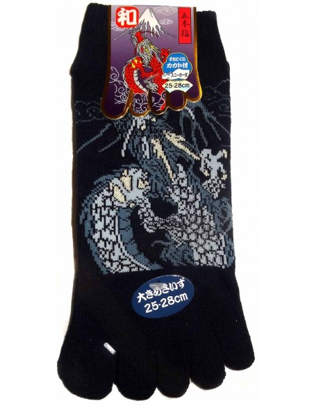Chaussettes 5 orteils - Du 39 au 43 - Dragon et Mont Fuji. Chaussettes à orteils séparés. Chaussettes 5 orteils - Du 39 au 43 - Dragon et Mont Fuji. Chaussettes à orteils séparés.