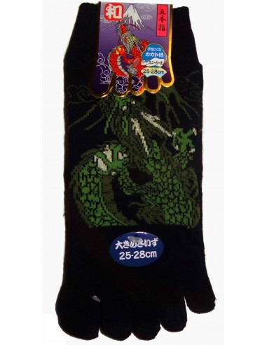 Chaussettes 5 orteils - Du 39 au 43 - Dragon et Mont Fuji. Chaussettes à orteils séparés.