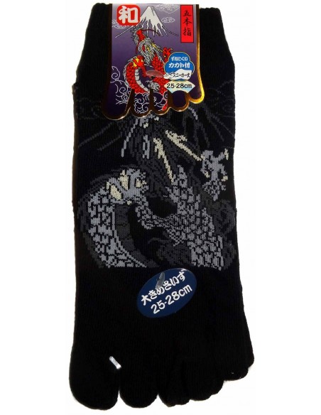 Chaussettes 5 orteils - Du 39 au 43 - Dragon et Mont Fuji. Chaussettes à orteils séparés. Chaussettes 5 orteils - Du 39 au 43 - Dragon et Mont Fuji. Chaussettes à orteils séparés.