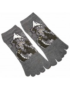 Chaussettes 5 orteils - Du 39 au 43 - Dragon et Mont Fuji. Chaussettes à orteils séparés. 2
