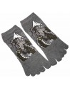 Chaussettes 5 orteils - Du 39 au 43 - Dragon et Mont Fuji. Chaussettes à orteils séparés.