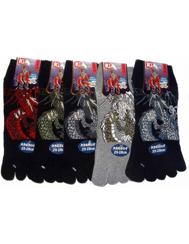 5-toes socks Size 39 to 43 - Dragon and Mount Fuji. Split toes socks.