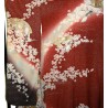 Kimono Furisode rouge - motifs Ôgimon et grues