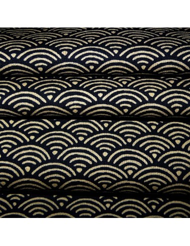Carré de tissu japonais 52 x 52 bleu nuit - Motifs Seigaha