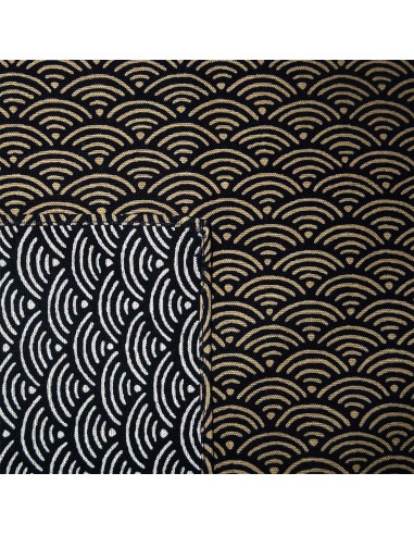 Carré de tissu japonais 52 x 52 bleu nuit - Motifs Seigaha