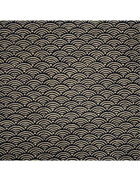 Carré de tissu japonais 52 x 52 bleu nuit - Motifs Seigaha
