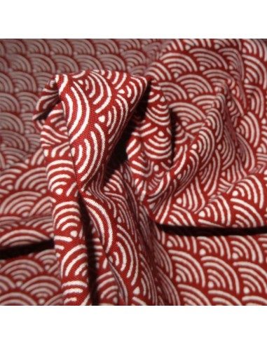 Carré de tissu japonais 52 x 52 rouge brique - Motifs Seigaha