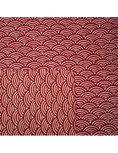 Carré de tissu japonais 52 x 52 rouge brique - Motifs Seigaha