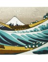 Furoshiki cloth 104x104 beige - Hokusaï's Great Wave