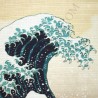 Furoshiki tissu 104x104 beige - Grande vague d'Hokusai