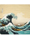 Furoshiki cloth 104x104 beige - Hokusaï\'s Great Wave