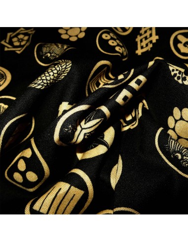 Carré de tissu japonais 52 x 52 noir - Motifs de Kamon. Emballage cadeaux en tissu.