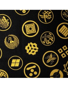 Carré de tissu japonais 52 x 52 noir - Motifs de Kamon. Emballage cadeaux en tissu. 2