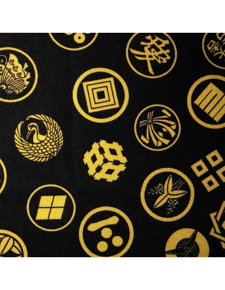Carré de tissu japonais 52 x 52 noir - Motifs de Kamon. Emballage cadeaux en tissu. Carré de tissu japonais 52 x 52 noir - Motifs de Kamon. Emballage cadeaux en tissu.