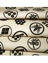 Japanese cloth 52x52 off-white - Kamon prints. Gift wrapping cloth.