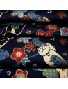 Japanese cloth 52x52 dark blue - maneki Neko prints. Gift wrapping cloth.