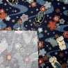 Japanese cloth 52x52 dark blue - maneki Neko prints. Gift wrapping cloth.