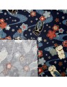 Japanese cloth 52x52 dark blue - maneki Neko prints. Gift wrapping cloth.