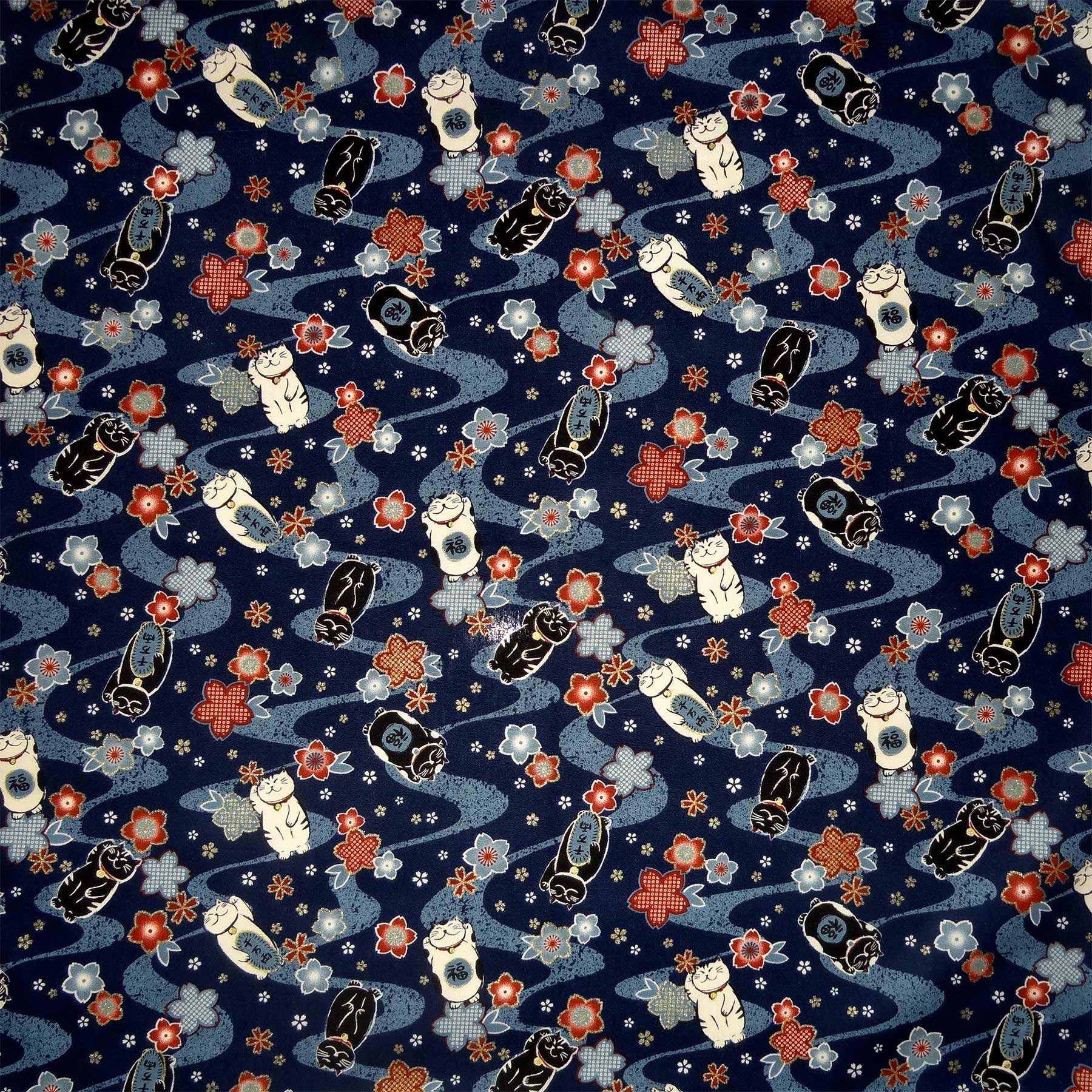maneki neko fabric