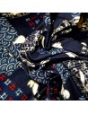 Carré de tissu japonais 52 x 52 indigo - Motifs de lapins Usagi. Emballage cadeaux en tissu.