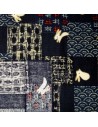 Japanese cloth 52x52 indigo - Usagi rabbits prints. Gift wrapping cloth.