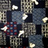 Japanese cloth 52x52 indigo - Usagi rabbits prints. Gift wrapping cloth.