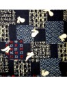 Carré de tissu japonais 52 x 52 indigo - Motifs de lapins Usagi. Emballage cadeaux en tissu.