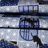 Carré de tissu japonais 52 x 52 bleu - Motifs de chats. Emballage cadeaux en tissu.
