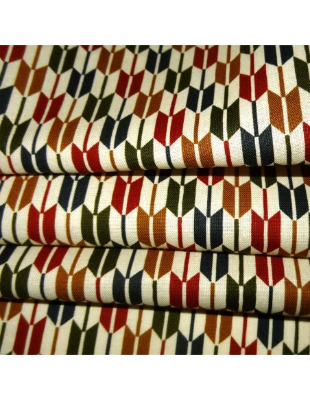 Carré de tissu japonais 52 x 52 écru - Motifs Yagasuri. Emballage cadeaux en tissu.