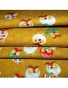 Japanese cloth 52x52 mustard - Owls prints. Gift wrapping cloth.