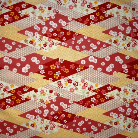 Carré de tissu japonais 52 x 52 Motifs floraux. Emballage cadeaux en tissu.