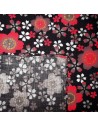 Carré de tissu japonais 52 x 52 noir - Sakura. Emballage cadeaux en tissu.