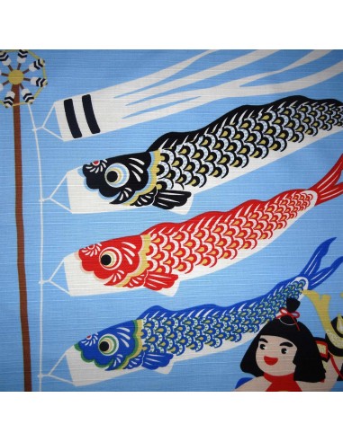 Furoshiki tissu japonaise 50x50 - Koinobori et Kintaro. Emballage cadeaux réutilisable en tissu.
