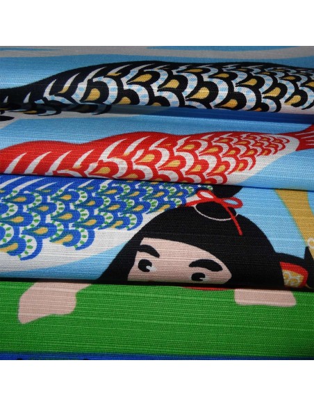 Furoshiki tissu japonaise 50x50 - Koinobori et Kintaro. Emballage cadeaux réutilisable en tissu. Furoshiki tissu japonaise 50x50 - Koinobori et Kintaro. Emballage cadeaux réutilisable en tissu.