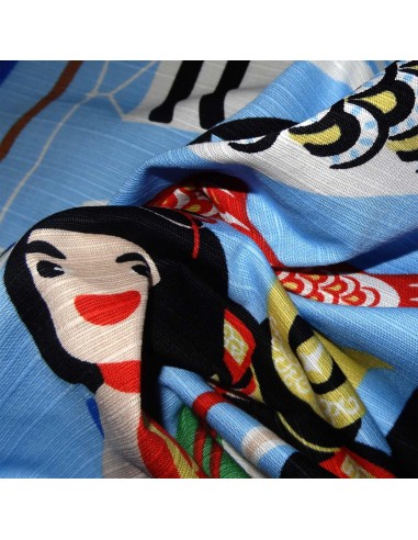 Furoshiki tissu japonaise 50x50 - Koinobori et Kintaro. Emballage cadeaux réutilisable en tissu.