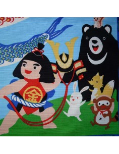 Furoshiki tissu japonaise 50x50 - Koinobori et Kintaro. Emballage cadeaux réutilisable en tissu. 2