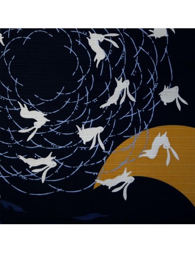 Japanese Furoshiki cloth 50x50 night blue - Tsuki no Usagi. Reusable gift wrapping fabric.