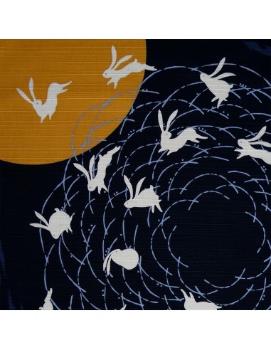 Japanese Furoshiki cloth 50x50 night blue - Tsuki no Usagi. Reusable gift wrapping fabric.