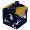 Furoshiki tissu japonaise 50x50 bleu nuit - Tsuki no Usagi. Emballage cadeaux réutilisable en tissu.