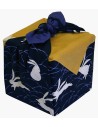 Furoshiki tissu japonaise 50x50 bleu nuit - Tsuki no Usagi. Emballage cadeaux réutilisable en tissu.